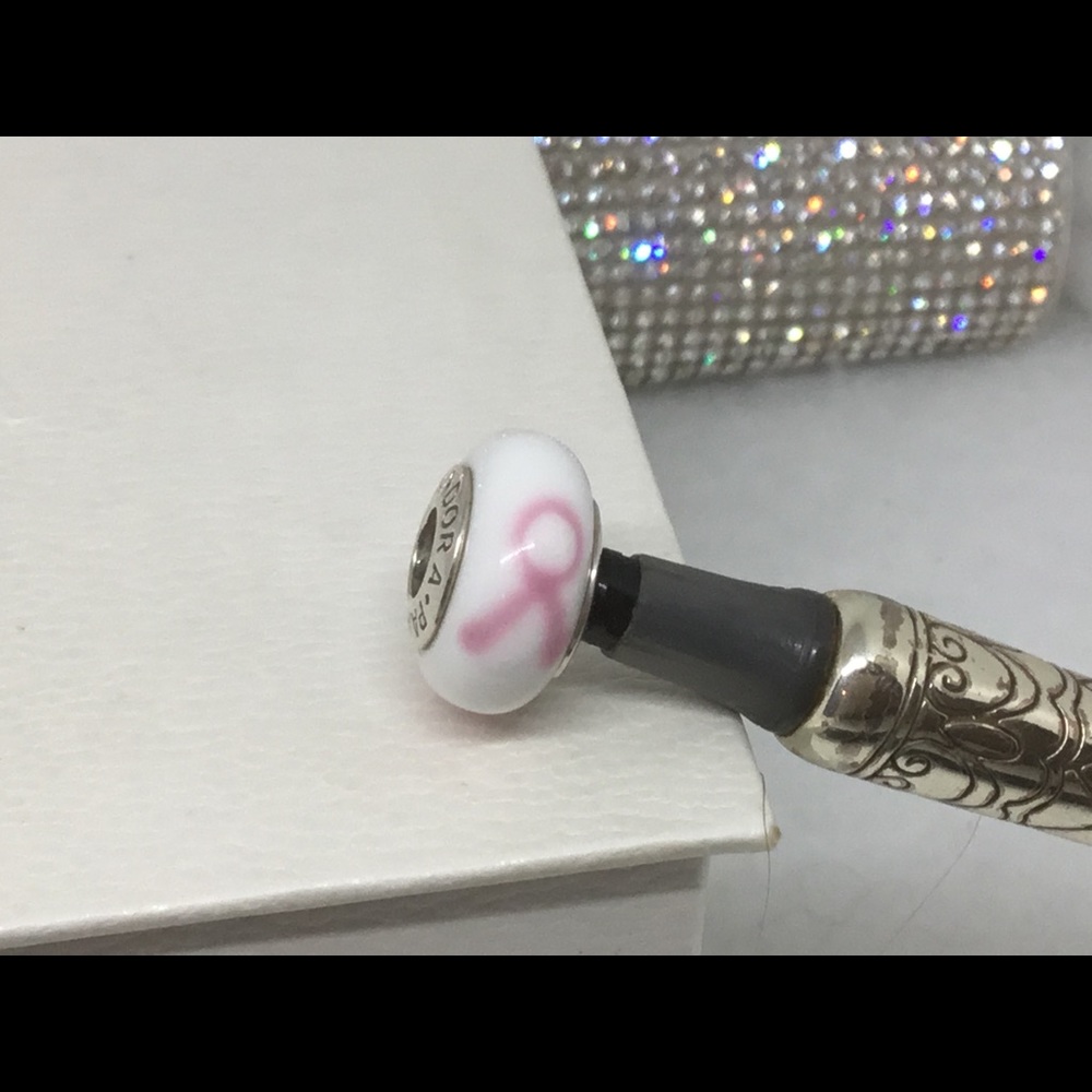 Pandora Pair Pink Original BC Ribbon Bead Set of TWO! New!
